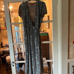 Sundance Charcoal Floral Wrap Maxi Dress